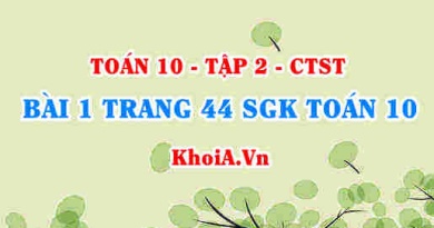 Bài 1 trang 44 SGK Toán 10 tập 2 Chân trời sáng tạo